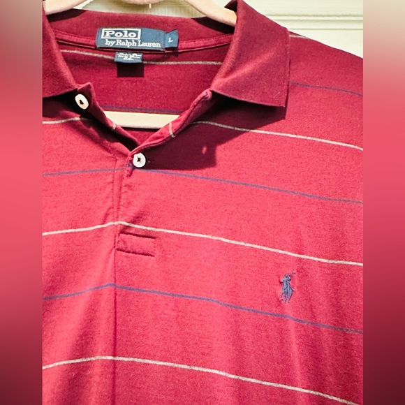 POLO RALPH LAUREN 100% Pima Cotton Maroon Striped Polo | super soft! - Picture 3 of 7
